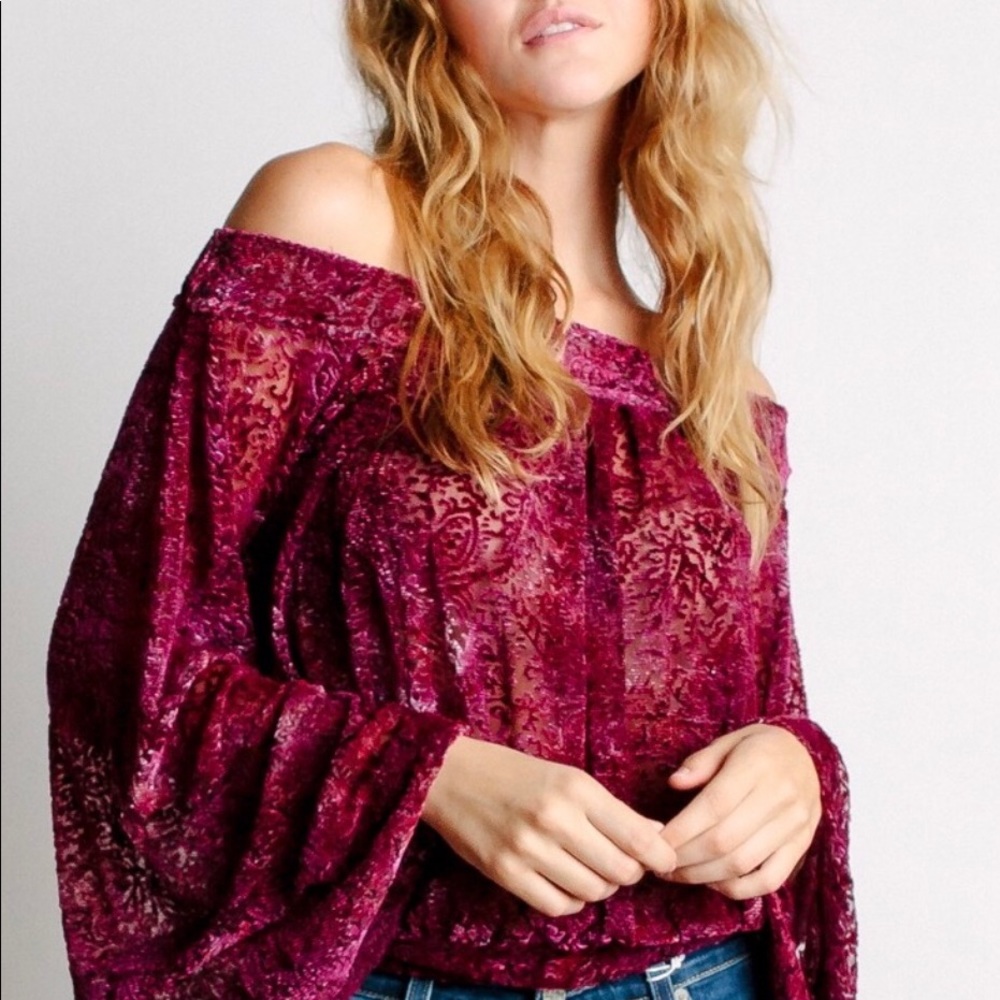 Free People Ginger Berry burnout top